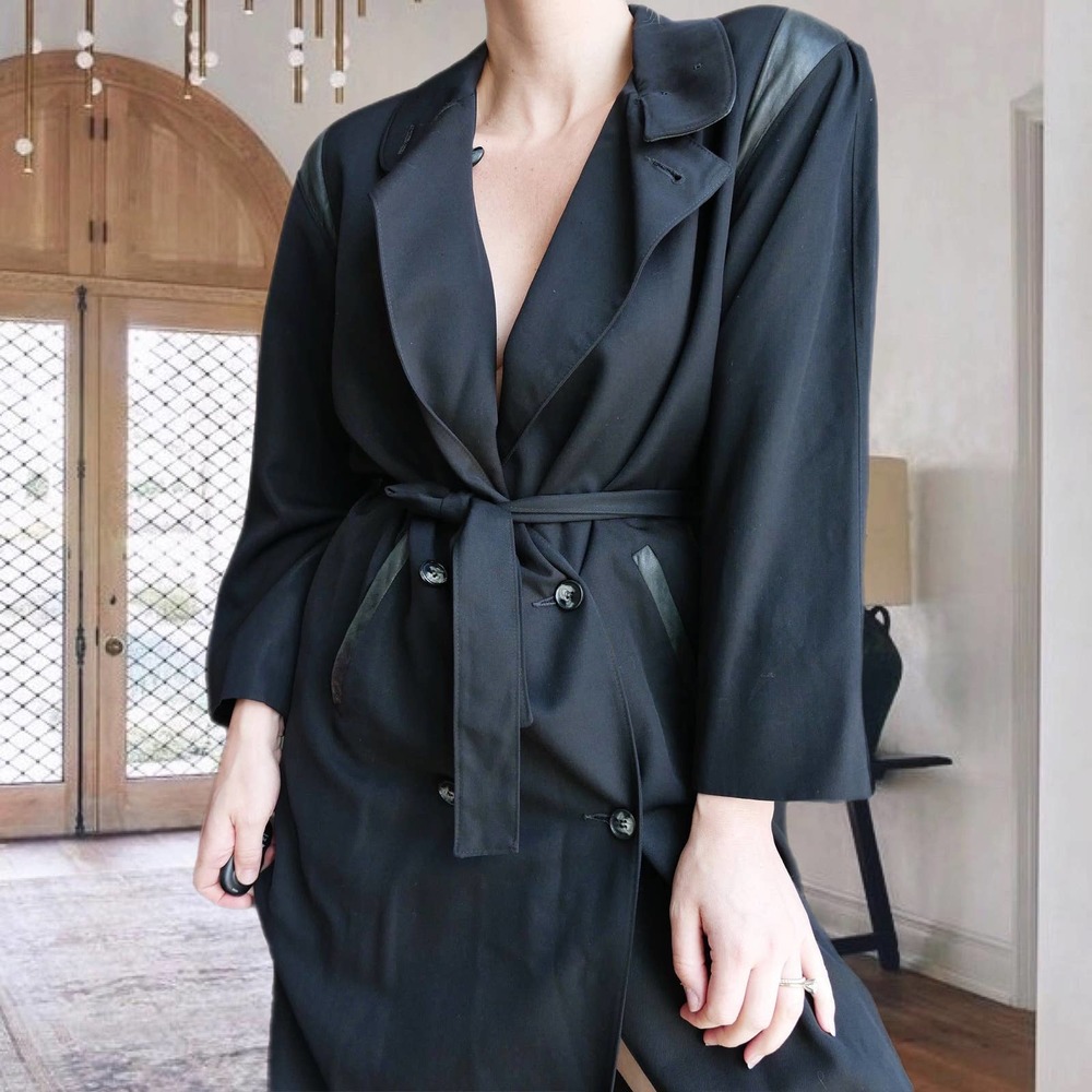 American Vintage Black Wrap Belted Blazer Coat